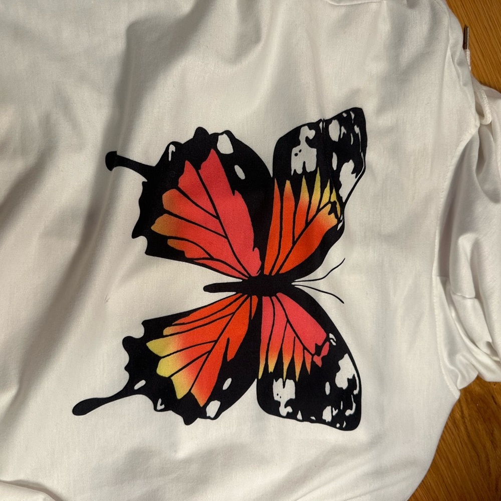 Cotton butterfly hoodie - size large - Picture 4 of 5